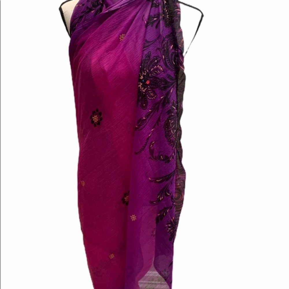Pink & Purple Scarf/Sarong/Wrap Chiffon 80”x45” - Picture 4 of 7